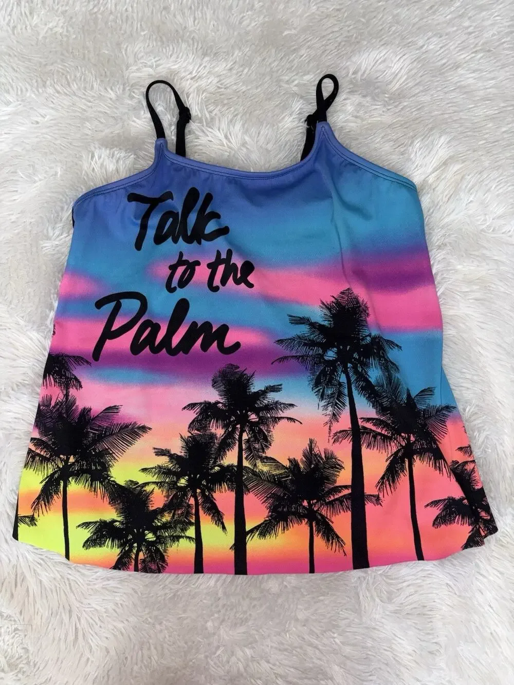 Justice Girls 16 “Talk To The Palm” Tankini Top. Cute, Fun